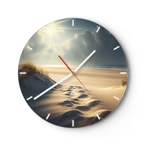 Horloge murale - Pendule murale - Dunes de sable illuminées par les rayons du soleil avec vue sur l'horizon - 30x30cm - Un paysage apaisant - Décoration murale moderne pour le salon, la cuisine et la chambre ARTTOR