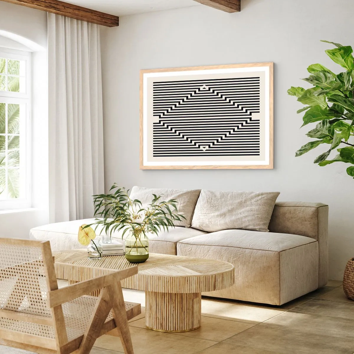 Affiche dans un chêne clair - Poster - Illusion géométrique - 40x30 cm