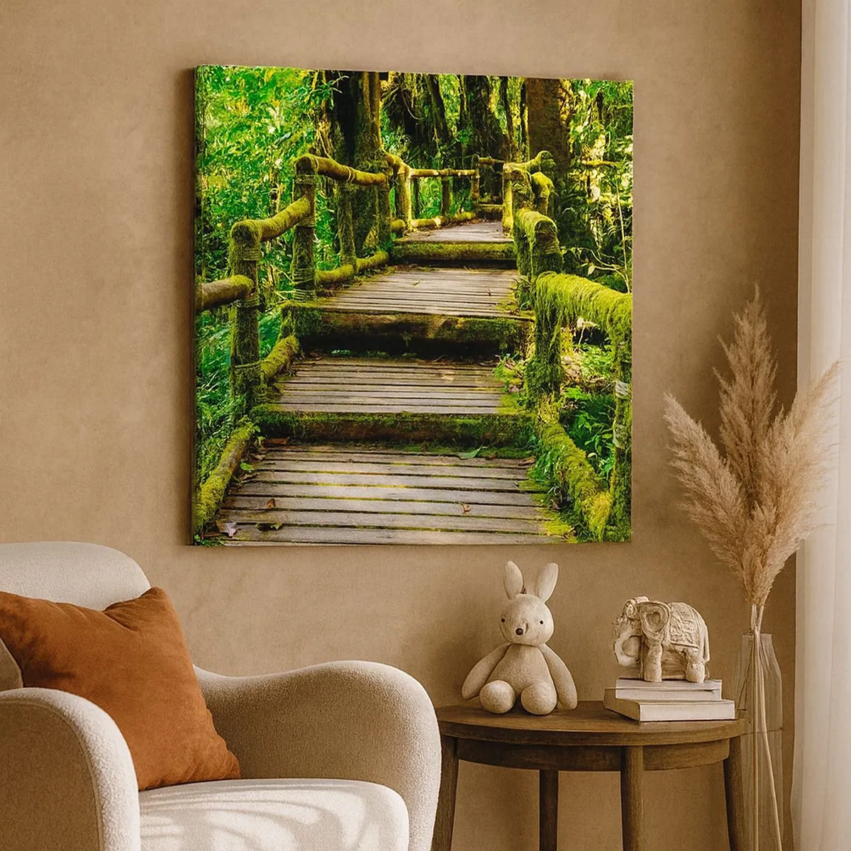 Impression sur toile - Image sur toile - Un couloir de verdure - 30x30 cm