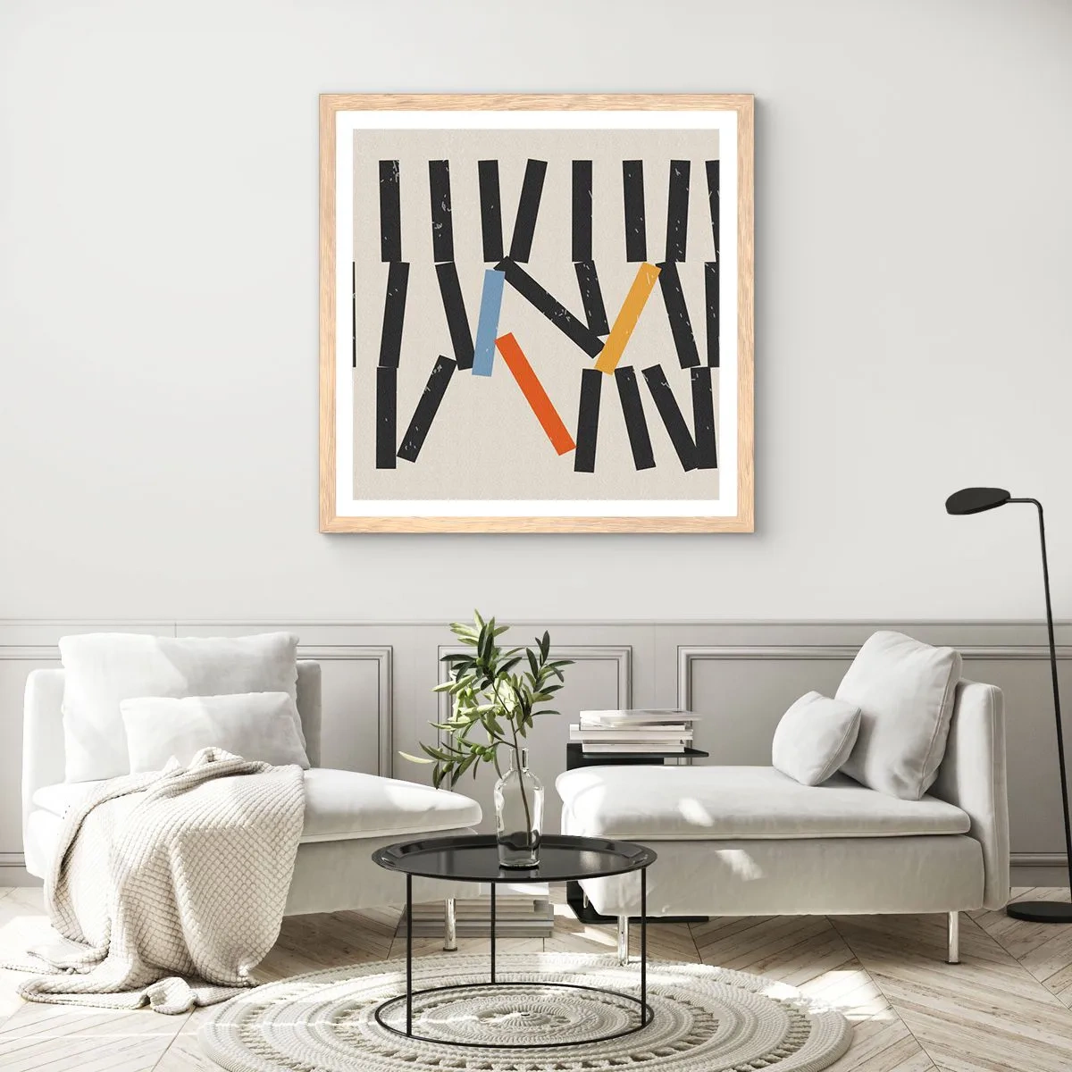 Affiche dans un chêne clair - Poster - Dominos – composition - 50x50 cm