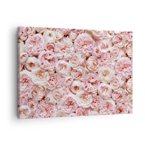 Impression sur toile - Image sur toile - Des roses délicates dans des tons de rose sur toute la surface - 70x50cm - Un lit de roses - Décoration murale moderne pour le salon et la chambre ARTTOR
