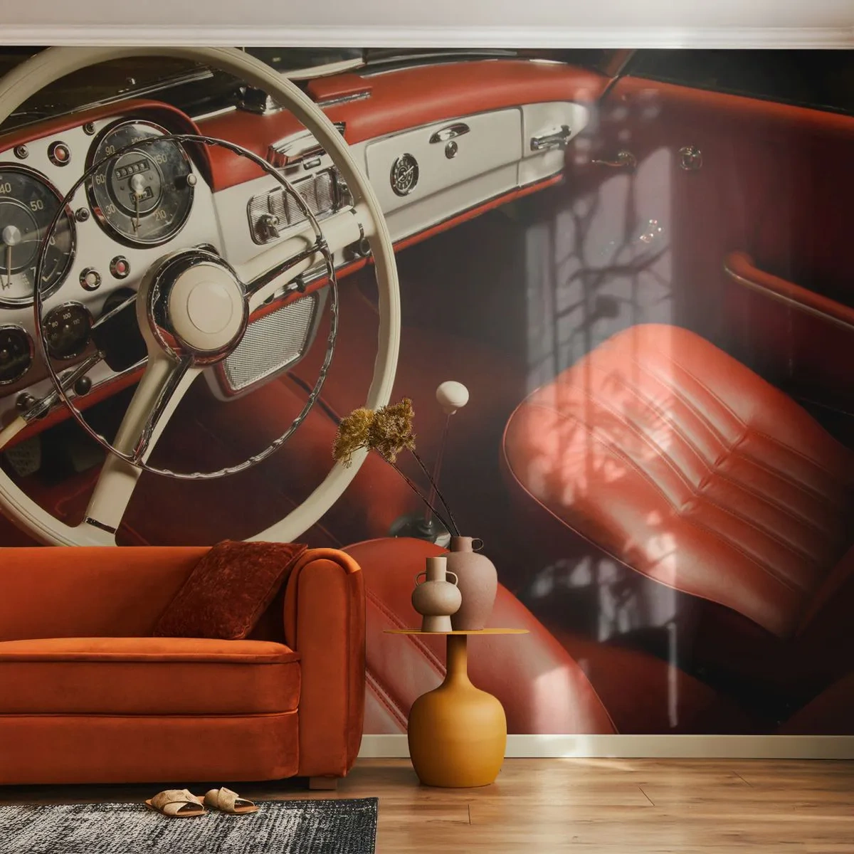 Papier Peint Autocollant Deluxe Sticker - Luxe de style vintage - Voiture, Classique, Automobile - 250x175 cm