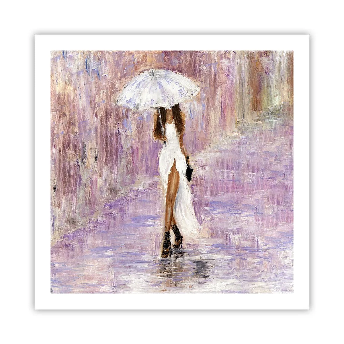Affiche - Poster - Sous la pluie lilas - 60x60 cm