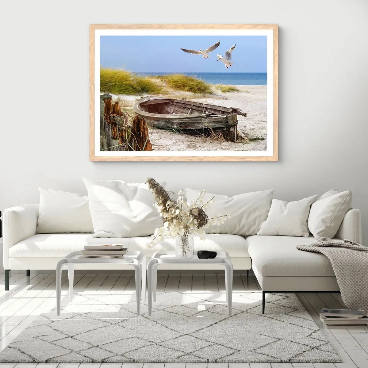 Affiche dans un chêne clair - Poster - Bain de vent - 100x70 cm