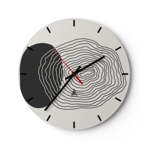 Horloge murale - Pendule murale - Lignes abstraites formant des motifs concentriques sur un fond clair. - 30x30cm - Durabilité et oscillation - Décoration murale moderne pour le salon, la cuisine et la chambre ARTTOR