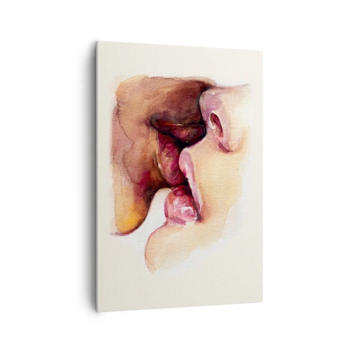 Impression sur toile - Image sur toile - Une aquarelle représentant un gros plan d'un visage - 70x100cm - Comme le jour et la nuit, la terre et le ciel - Décoration murale moderne pour le salon et la chambre ARTTOR