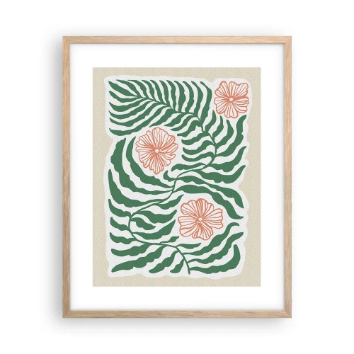 Affiche dans un chêne clair - Poster - Fleurit en vert - 40x50 cm