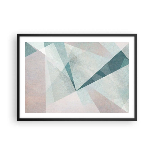 Affiche dans un cadre noir - Poster - Formes géométriques dans des tons pastel de bleu et de gris - 70x50cm - Calme bien que dynamique - Décoration murale moderne pour le salon et la chambre ARTTOR