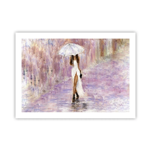 Affiche - Poster - Sous la pluie lilas - 70x50 cm