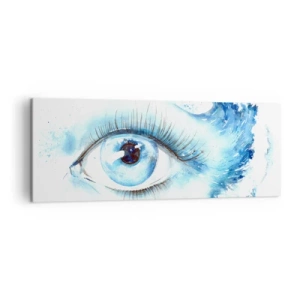 Impression sur toile - Image sur toile - Aquarelle artistique d'un œil avec une vague dynamique - 140x50cm - Plongez-vous dans le bleu du regard - Décoration murale moderne pour le salon et la chambre ARTTOR