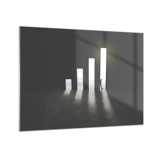Impression sur verre - Image sur verre - L'homme à la lumière de la croissance symbolisant le développement - 70x50cm - Succès – impression - Décoration murale moderne pour le salon et la chambre ARTTOR