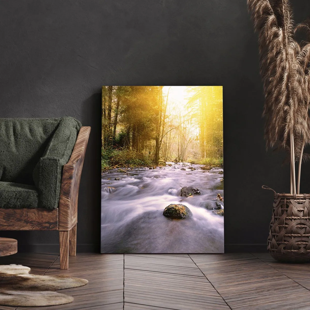 Impression sur toile - Image sur toile - Malachite dans un cadre argent et or - 45x80 cm