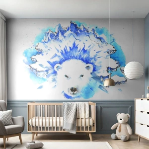 Papier Peint Autocollant Deluxe Sticker - Le roi de l'Arctique dans une couronne de glace - Abstraction, Ours polaire, Antarctique - 100x70 cm
