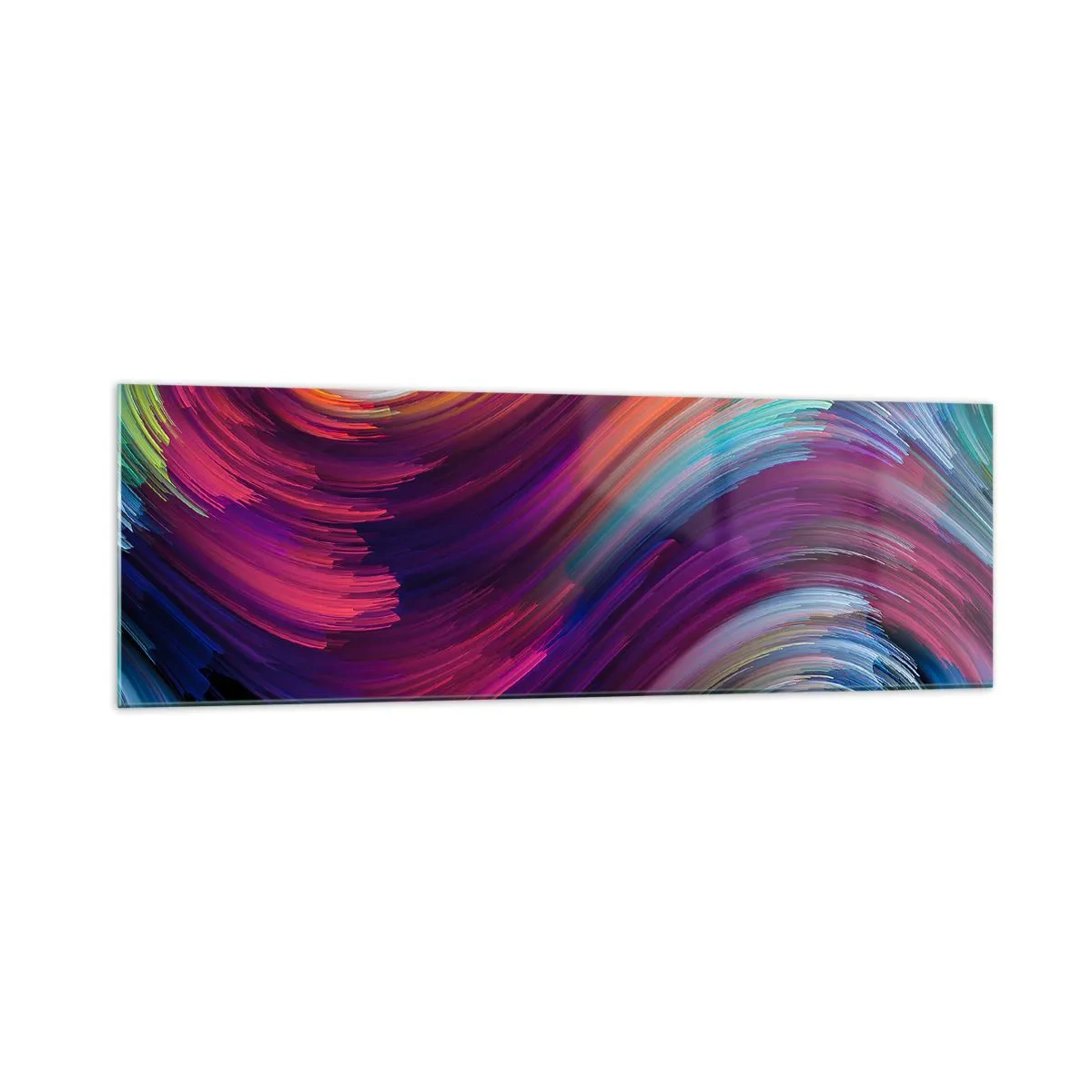 Impression sur verre - Image sur verre - Tourbillons abstraits aux couleurs vibrantes - 160x50cm - Le début d'un nouveau monde - Décoration murale moderne pour le salon et la chambre ARTTOR