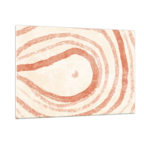 Impression sur verre - Image sur verre - Lignes de corail abstraites en forme de cercles concentriques - 120x80cm - Cercles de corail – composition - Décoration murale moderne pour le salon et la chambre ARTTOR