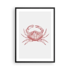 Affiche dans un cadre noir - Poster - Dessin de crabe vintage sur fond clair - 50x70cm - Le crabe des crabes - Décoration murale moderne pour le salon et la chambre ARTTOR