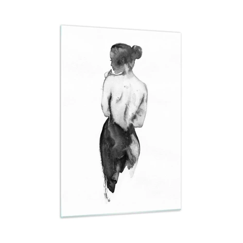 Impression sur verre - Image sur verre - Silhouette noire et blanche d'une femme dans un style aquarelle - 50x70cm - Auprès d'elle, le monde disparaît - Décoration murale moderne pour le salon et la chambre ARTTOR