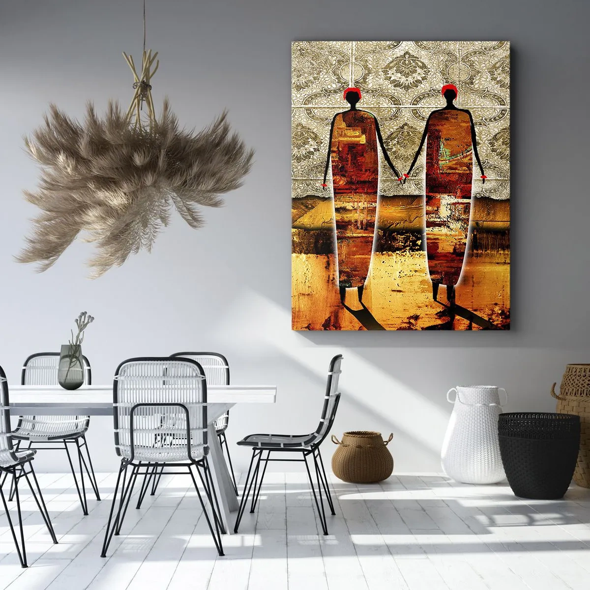 Impression sur toile - Image sur toile - Composition ethnique aux couleurs de l'Afrique - 45x80 cm