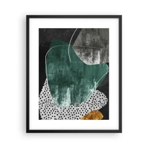 Affiche dans un cadre noir - Poster - Abstraction colorée avec feuille d'or - 40x50 cm