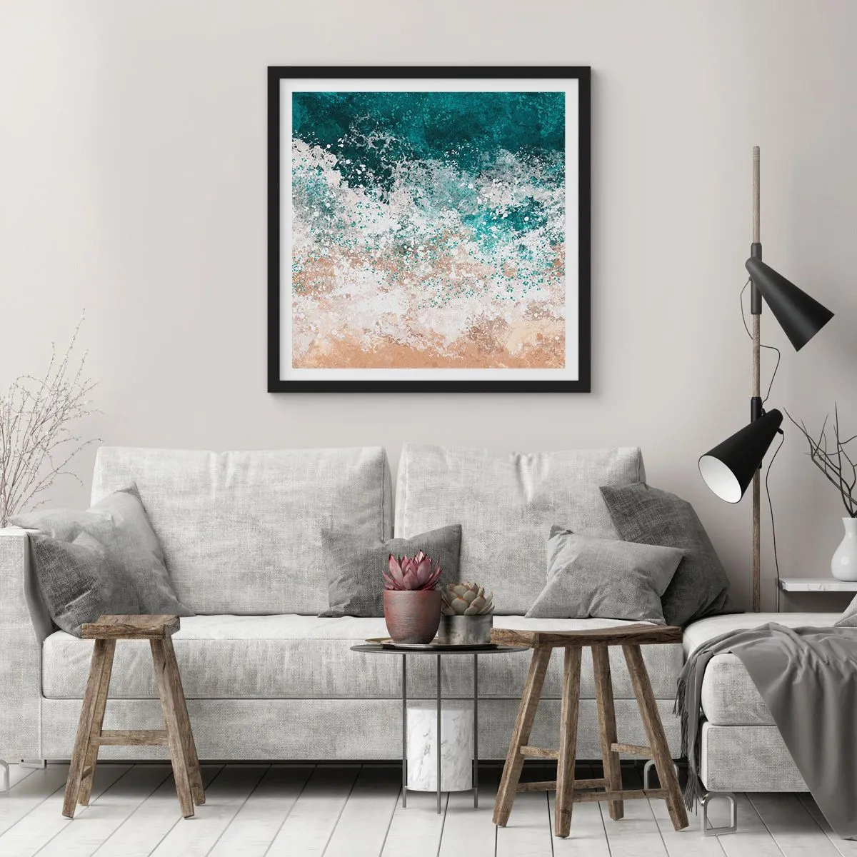 Affiche dans un cadre noir - Poster - Histoires de la mer - 40x40 cm