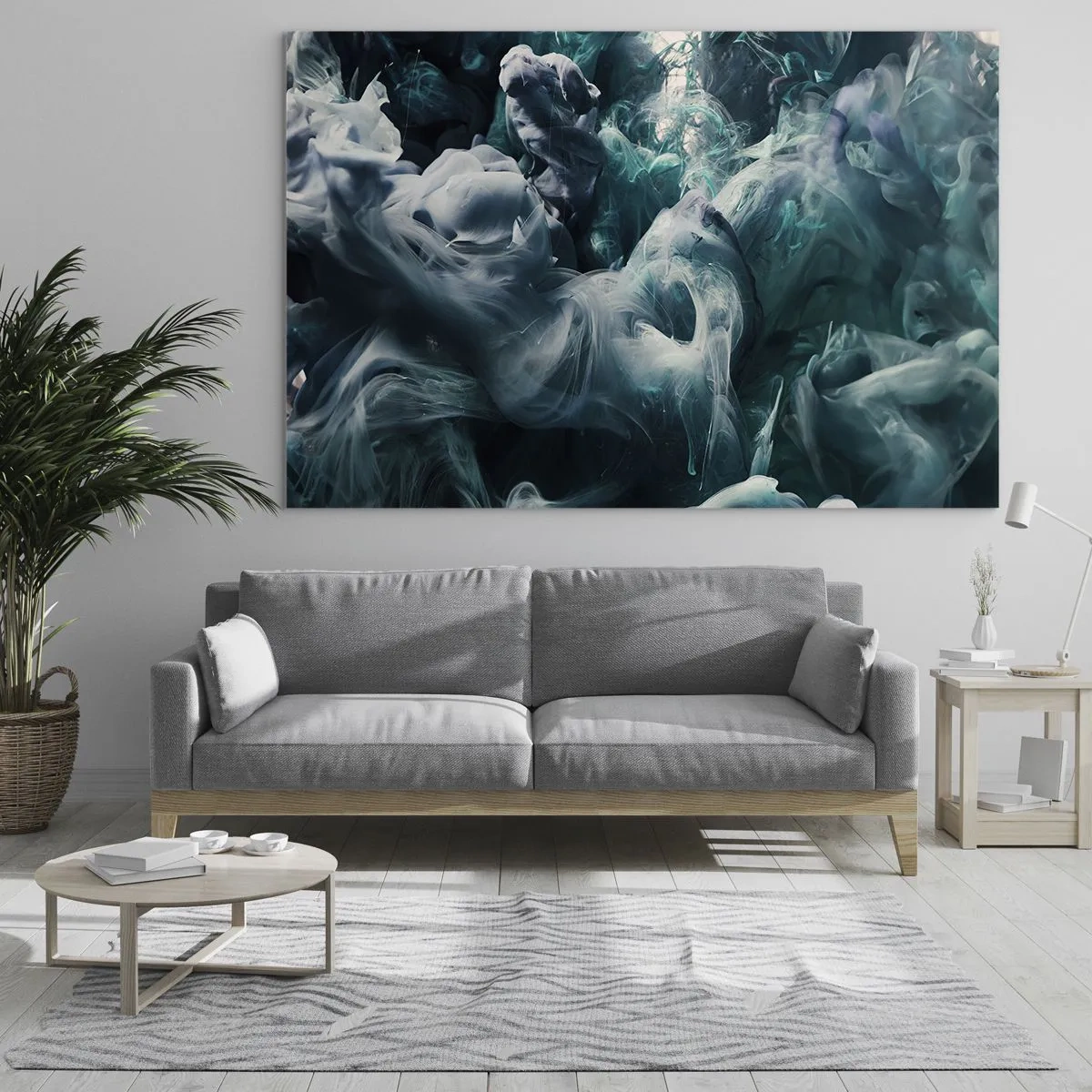 Impression sur verre - Image sur verre - La danse des peintures dans l'eau crée des formes abstraites - 100x70cm - Mouvement des couleurs - Décoration murale moderne pour le salon et la chambre ARTTOR