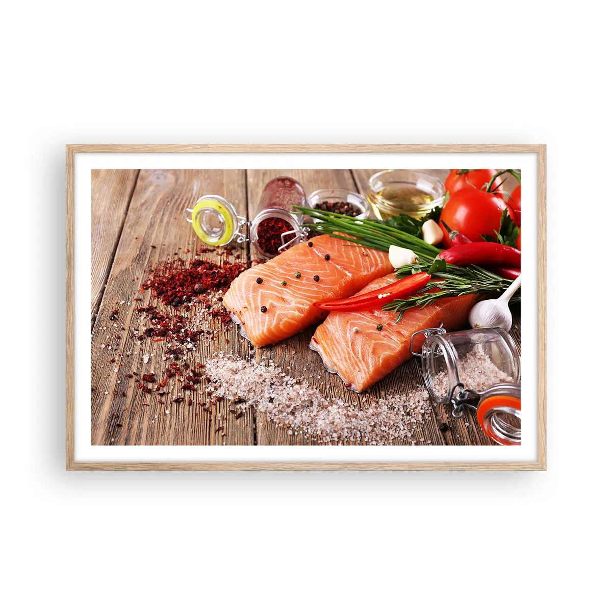 Affiche dans un chêne clair - Poster - Aventure norvégienne dans la cuisine - 91x61 cm