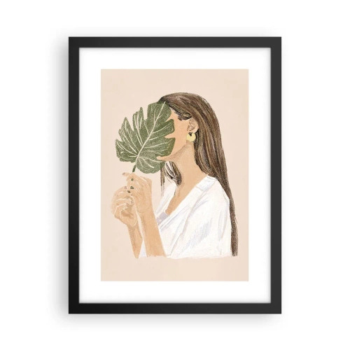 Affiche dans un cadre noir - Poster - Portrait mystérieux avec un éventail - 30x40 cm