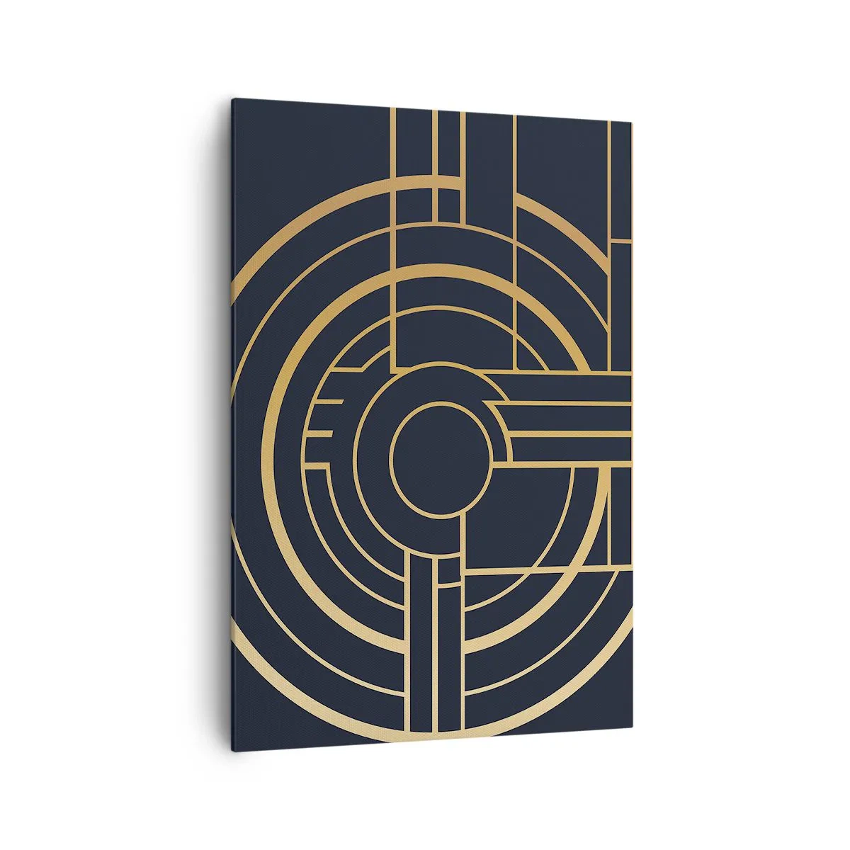 Impression sur toile - Image sur toile - Motif géométrique avec des lignes dorées - 70x100cm - Rotation des éléments - Décoration murale moderne pour le salon et la chambre ARTTOR