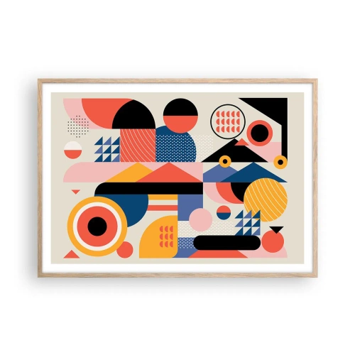 Affiche dans un chêne clair - Poster - Composition : jouer - 100x70 cm