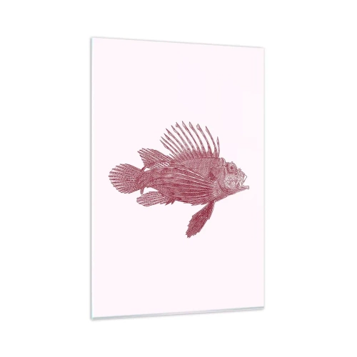 Impression sur verre - Image sur verre - Dessin d'un poisson dans une teinte rouge - 80x120cm - Un habitant des eaux exotiques - Décoration murale moderne pour le salon et la chambre ARTTOR