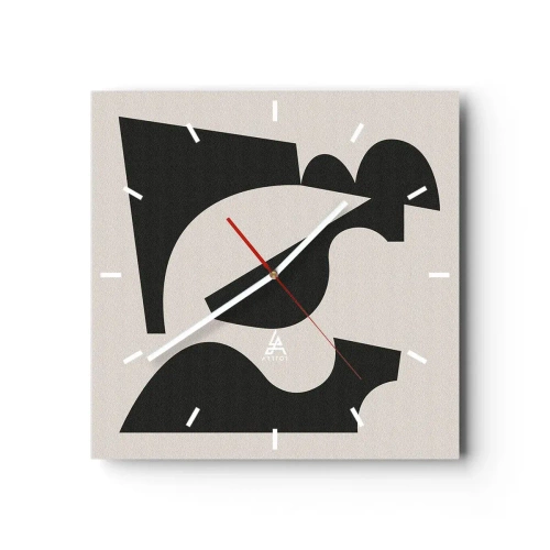 Horloge murale - Pendule murale - Composition géométrique abstraite en noir et blanc - 30x30cm - À monter soi-même - Décoration murale moderne pour le salon et la chambre ARTTOR
