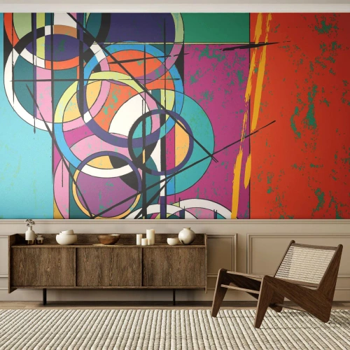 Papier Peint Autocollant Deluxe Sticker - Roues sur roues - Abstraction, Morceau, Graphique - 250x175 cm