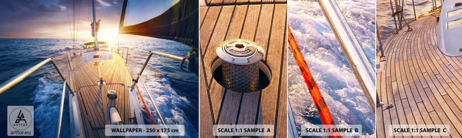 Échantillon De Papier Peint Standard Eco - Courir sur les vagues - Voilier, Mer, voile - 100x30 cm