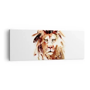 Impression sur toile - Image sur toile - Portrait à l'aquarelle d'un lion aux détails intenses - 140x50cm - Force et dignité - Décoration murale moderne pour le salon et la chambre ARTTOR