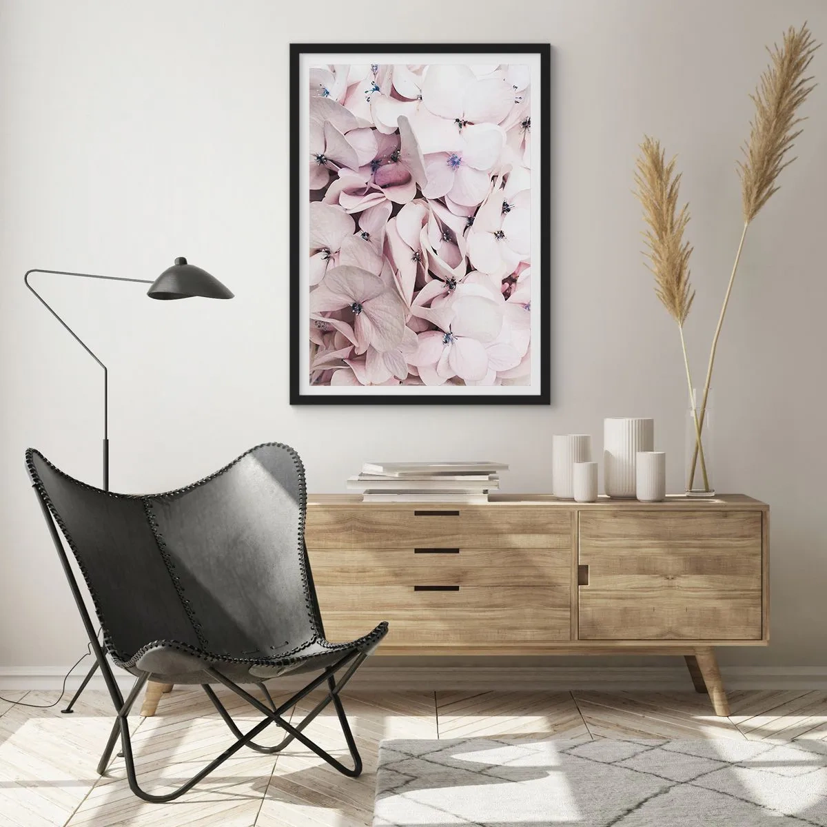 Affiche dans un cadre noir - Poster - Dans un flot de fleurs - 70x100 cm