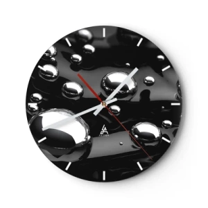 Horloge murale - Pendule murale - Fond noir avec des gouttes d'eau scintillantes - 30x30cm - D'un ton noir - Décoration murale moderne pour le salon, la cuisine et la chambre ARTTOR