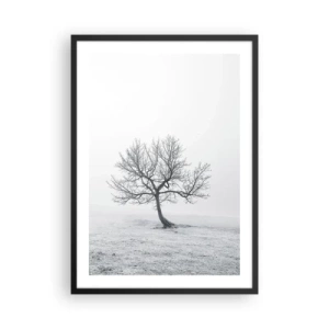 Affiche dans un cadre noir - Poster - Un paysage minimaliste avec un arbre solitaire dans un décor hivernal. - 50x70cm - Contre le néant - Décoration murale moderne pour le salon et la chambre ARTTOR