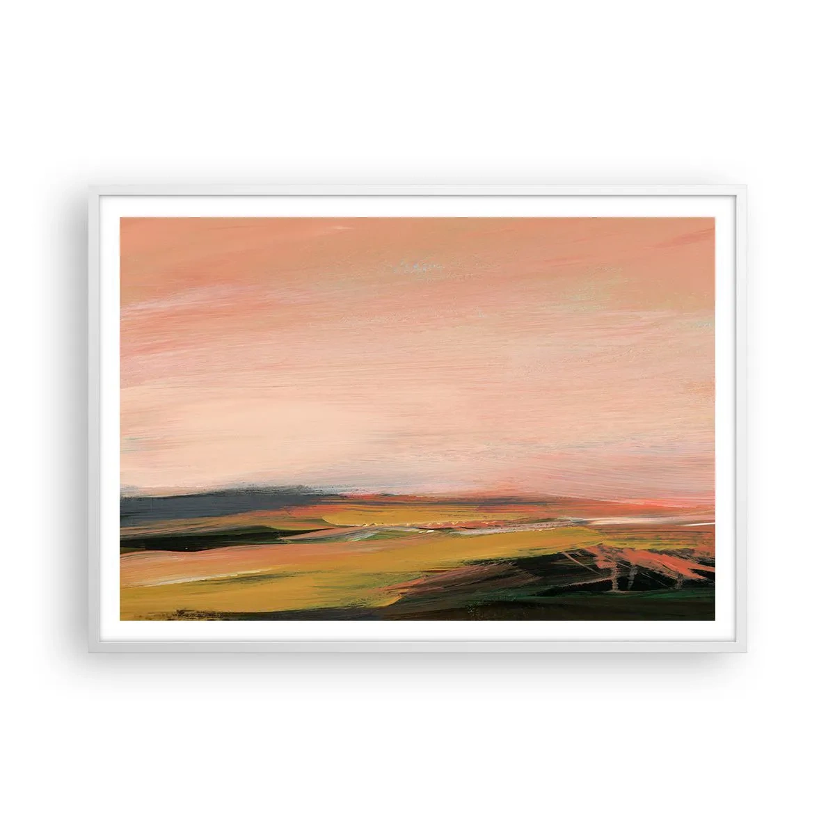 Affiche dans un cadre blanc - Poster - Dans les tons de roses - 100x70 cm