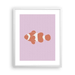 Affiche dans un cadre blanc - Poster - En corail sur le visage et la queue - 40x50 cm