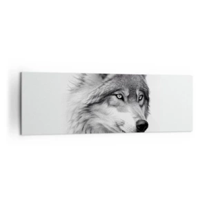 Impression sur toile - Image sur toile - Un portrait réaliste d'un loup dans des tons de gris. - 160x50cm - Alpha – sans aucun doute - Décoration murale moderne pour le salon et la chambre ARTTOR
