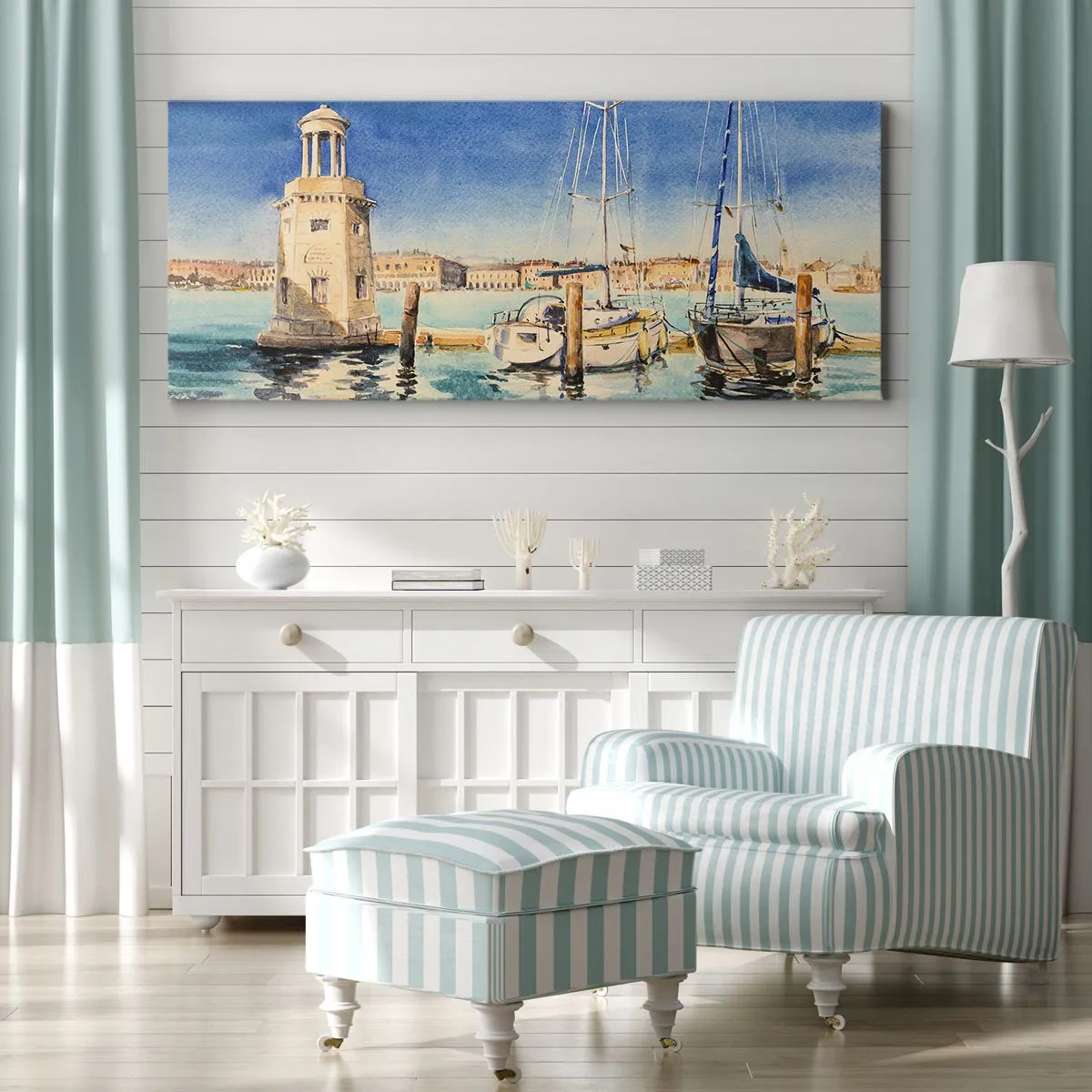 Impression sur toile - Image sur toile - Lagune ensoleillée - 90x30 cm