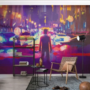 Papier peint sur mesure Autocollant Deluxe - Immergé dans la lumière - Ville, Homme, New York