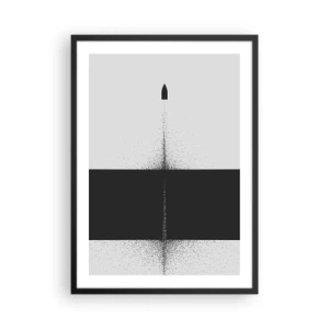 Affiche dans un cadre noir - Poster - Abstraction minimaliste avec une fusée sur un fond divisé - 50x70cm - Droit au but - Décoration murale moderne pour le salon et la chambre ARTTOR
