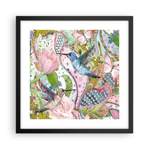 Affiche dans un cadre noir - Poster - Empêtré dans les vignes - 40x40 cm