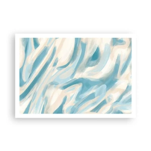 Affiche - Poster - Des stries bleues abstraites sur un fond clair - 100x70cm - Brise printanière - Décoration murale moderne pour le salon et la chambre ARTTOR