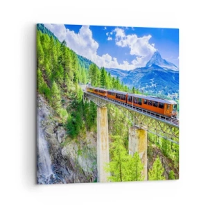 Impression sur toile - Image sur toile - Train dans les Alpes - 50x50 cm