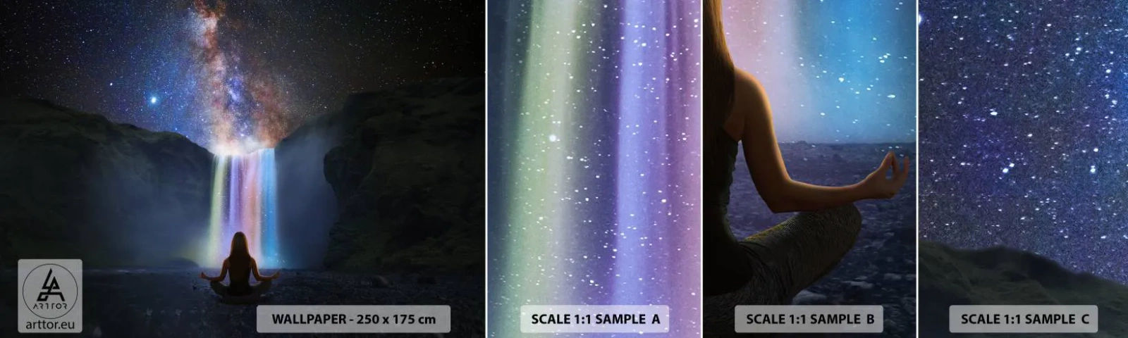 Échantillon De Papier Peint Standard Eco - Harmonie absolue - Abstraction, Cascade, Fantaisie - 100x30 cm