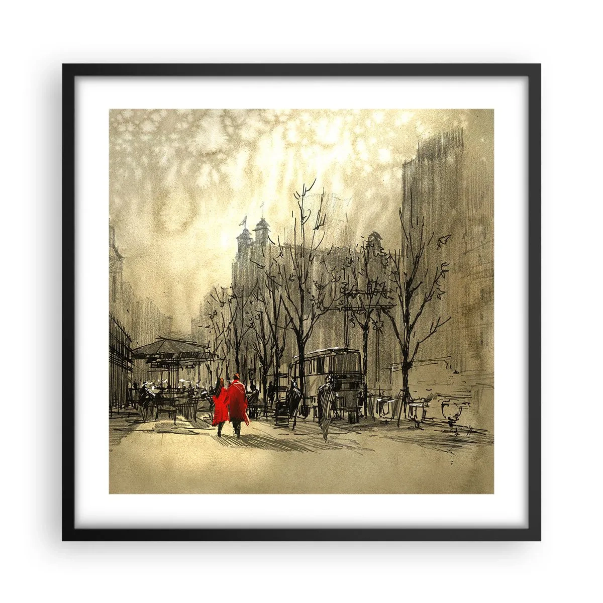 Affiche dans un cadre noir - Poster - Rendez-vous dans le brouillard de Londres - 50x50 cm