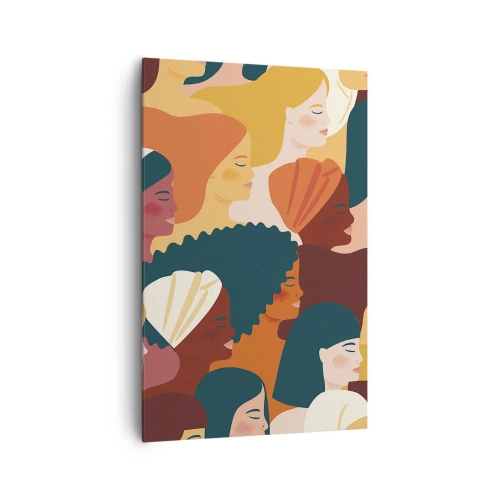 Impression sur toile - Image sur toile - Profils colorés de femmes aux styles variés - 80x120cm - Uniquement la féminité - Décoration murale moderne pour le salon et la chambre ARTTOR