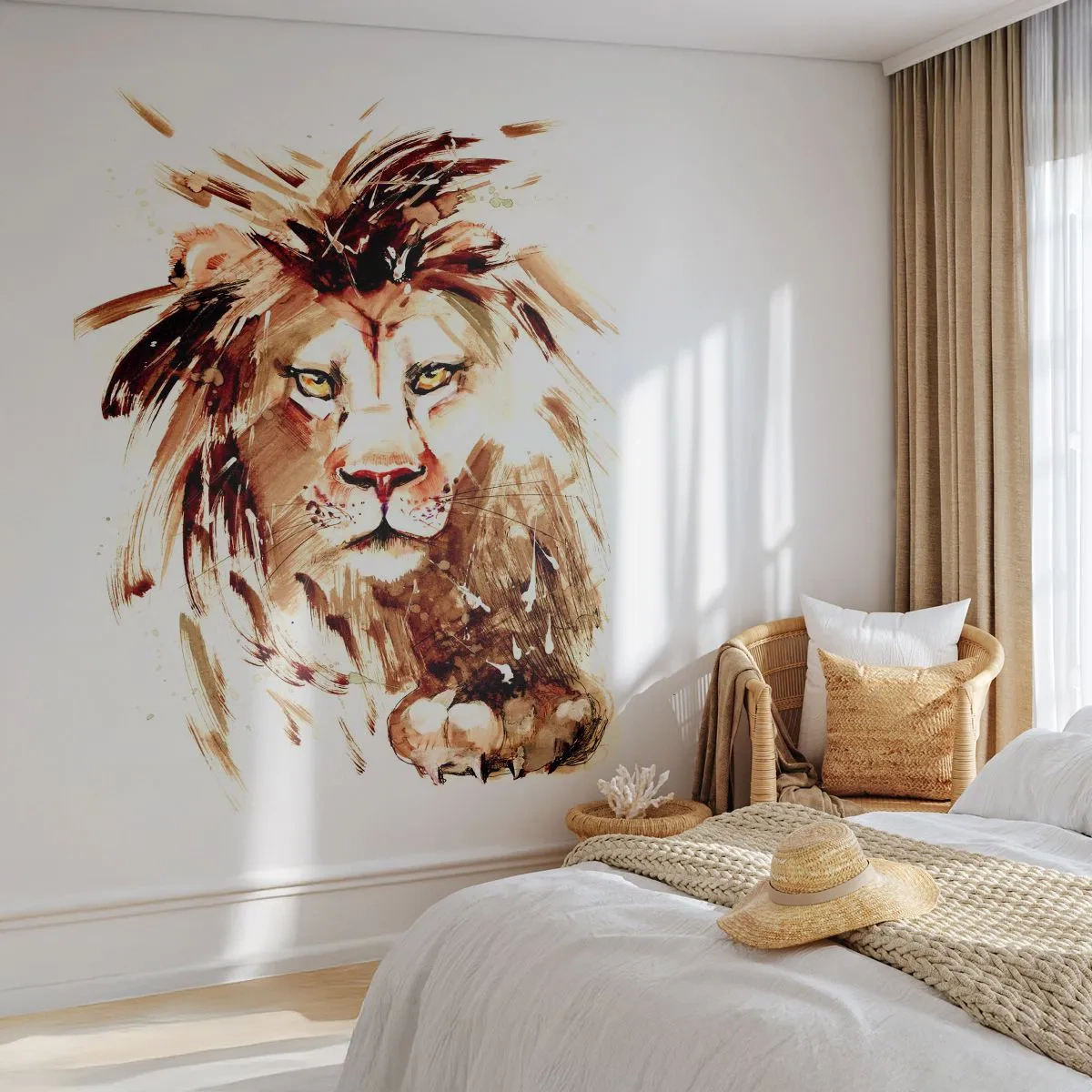 Papier Peint Autocollant Deluxe Sticker - Force et dignité - Animaux, Lion, Abstraction - 250x175 cm